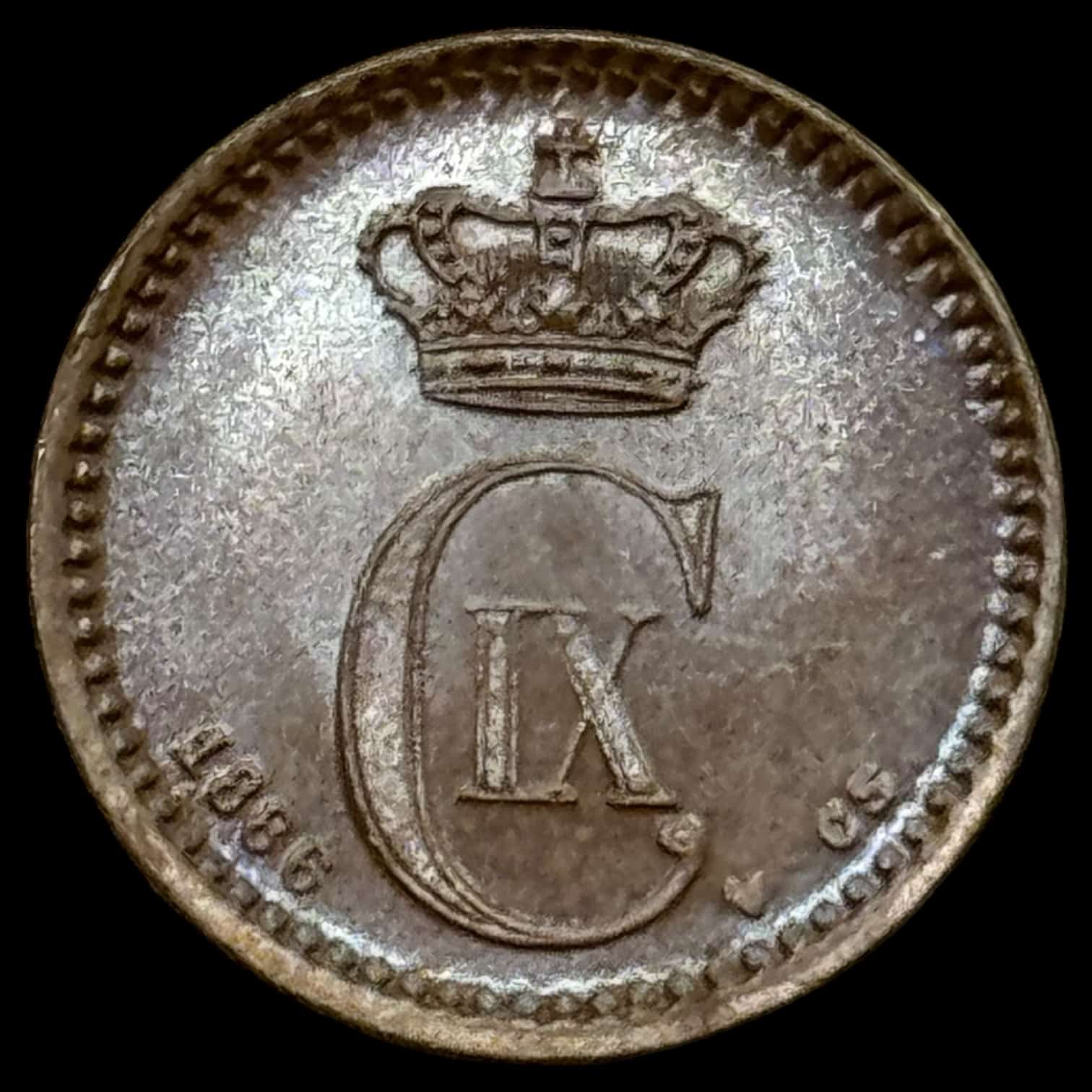 1886 1 øre, Chr.lX Kva.0-S
