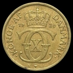 1939 1/2 krone Chr.X Kva. 1+