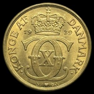 1939 1 krone Chr.X Kva. 0