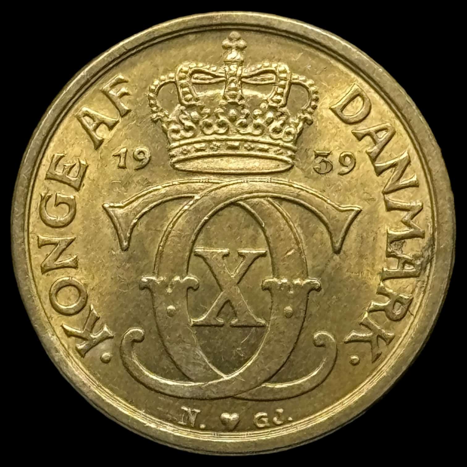 1939 1/2 krone Chr.X Kva. 0-01