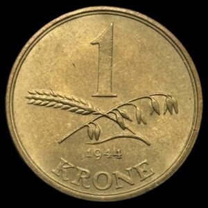 1944 1 krone Chr.X Kva. 0-01