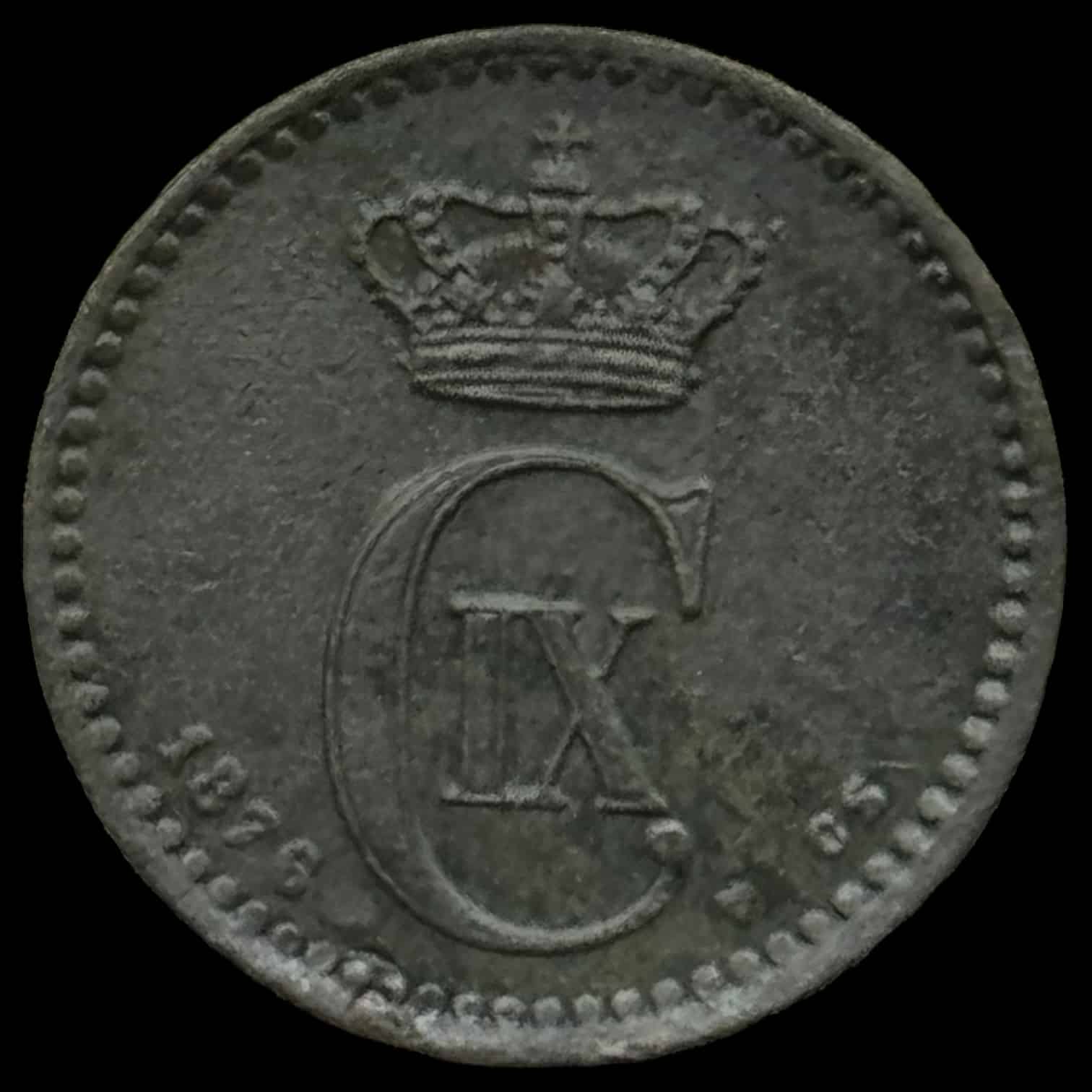 1876 1 øre, Chr.lX Kva.1+-01
