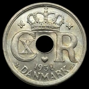 1938 25 øre Chr.X Kva. 0