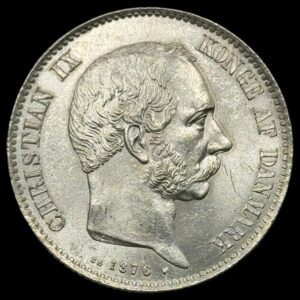 1876 2 krone Chr.lX Kva. 0