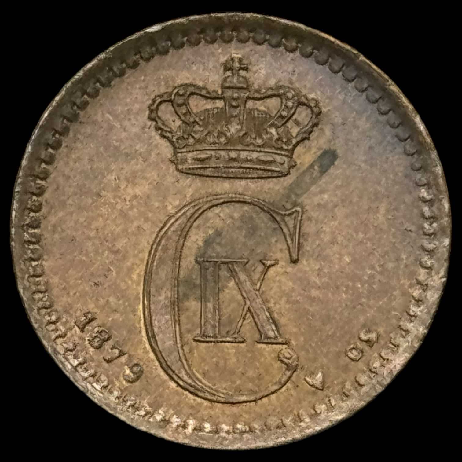 1879 1 øre Chr.lX Kva.0