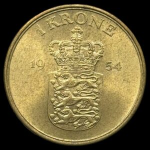 1954 1 krone Fre.lX Kva. 0-01