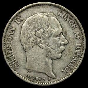 1897 2 krone Chr.lX Kva. 1-1+