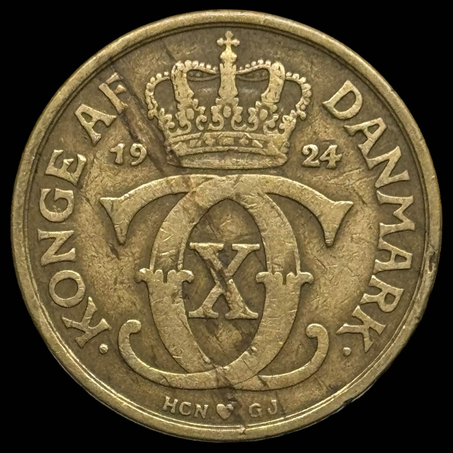 1924 1 krone Chr.X Kva.1-