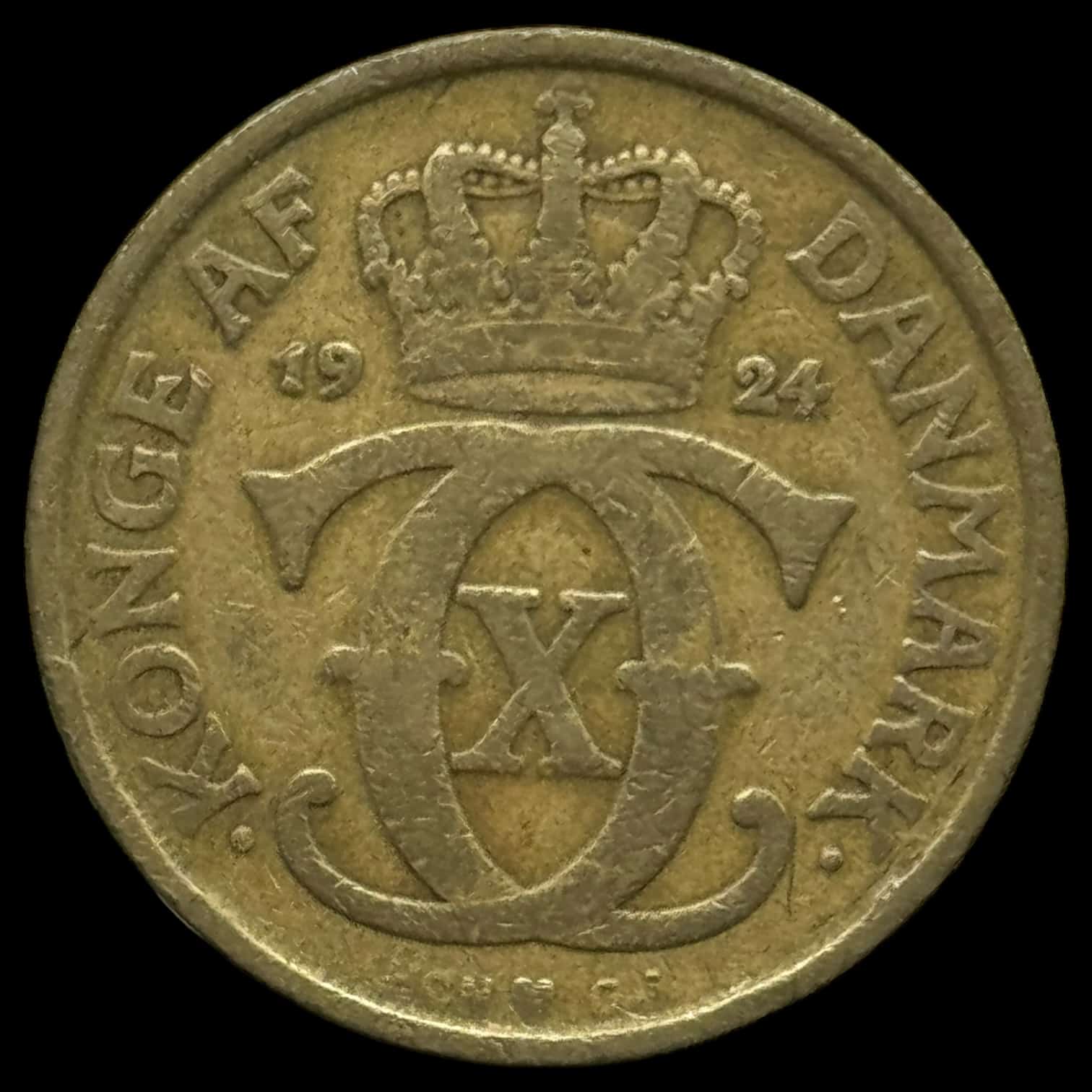 1924 1 krone Chr.X Kva.1-