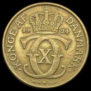 1924 2 krone Chr.X Kva. 1+