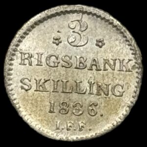 1836 3 rigsbankskilling Fre.Vl Kva. 0