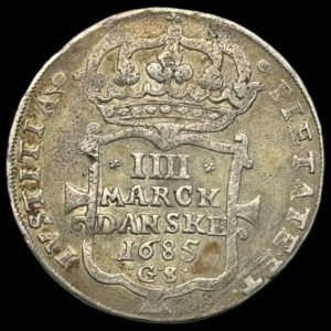 1685, 4 mark / krone, Chr.V, Kva. 1-1+