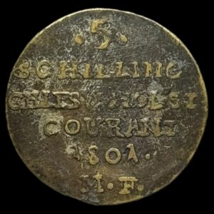 1801 5 schilling Chr.Vll Kva. 1+ "samtidsforfalskning"