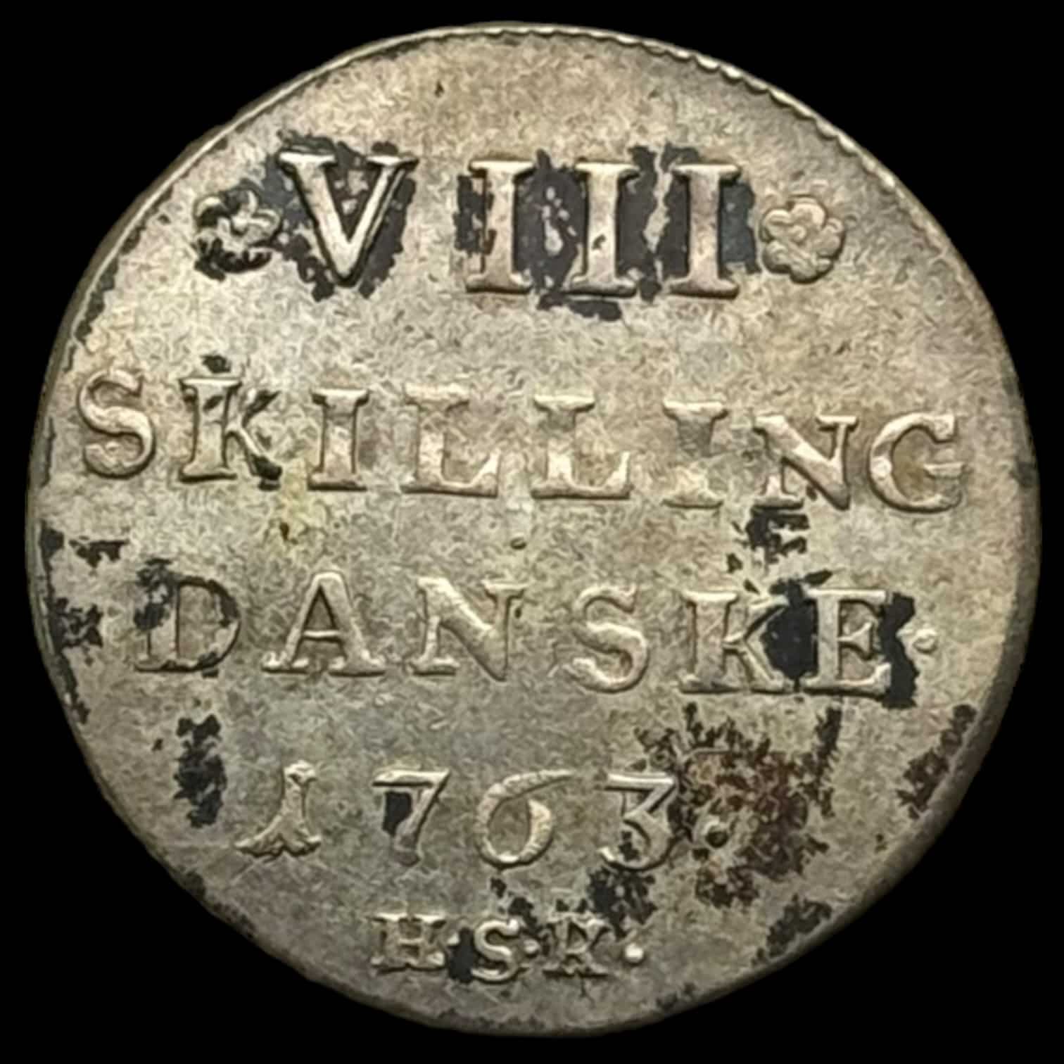 1763 HSK 8 skilling "dobbelt F5" Fre.V Kva. 0/01-01