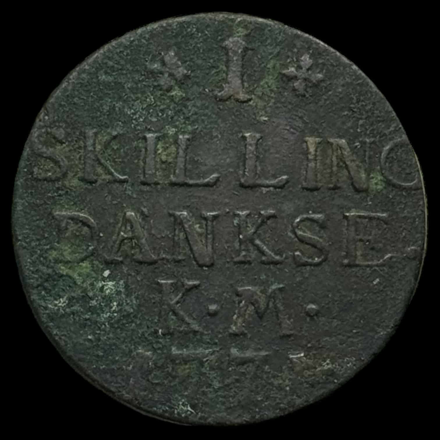 1771 1 skilling Chr.Vll Kva. 1+ Korr. "stavefejl DANKSE"