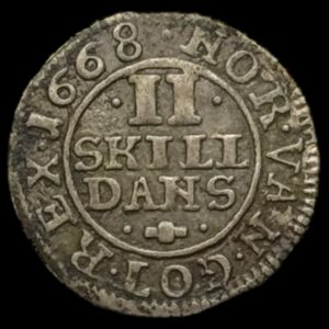 1668, 2 skilling , Fre.lll Kva. 1+ Ex. Zinck