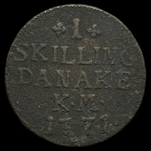 1771 1 skilling Chr.Vll Kva. 1-1+ "stavefejl DANAKE"
