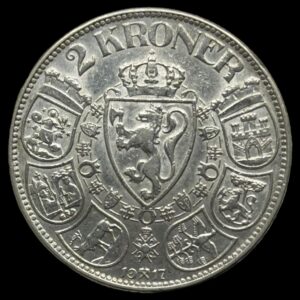 Norge 1917 2 krone Kva. 1+