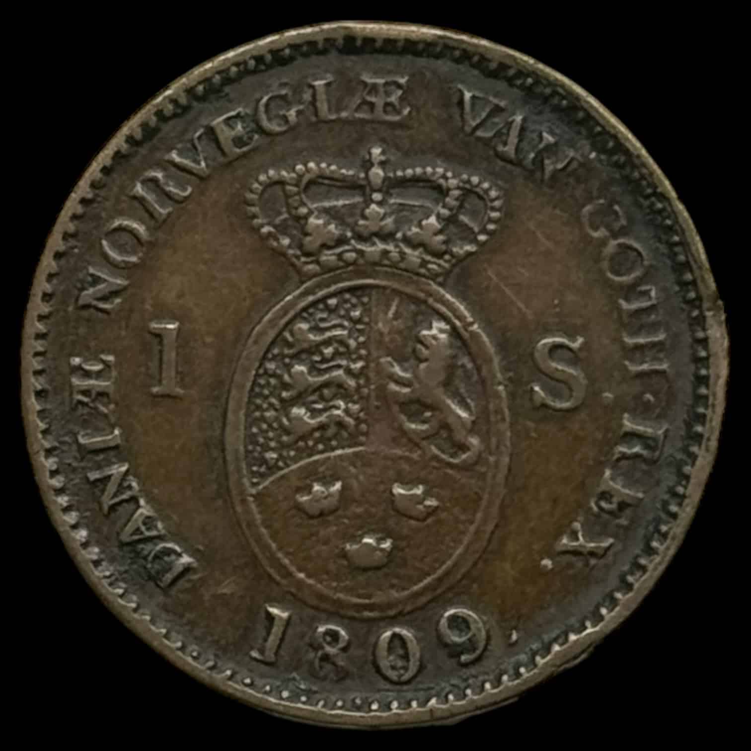 1809/13 1 skilling/1 rigsbankskilling Fre.Vl Kva. 1+ "Unik prøvemønt??" Hybrid