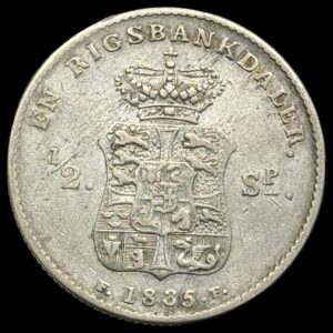 1835 FF 1/2 Rigsbankdaler Fre.Vl Kva. 1+ "Sjælden"