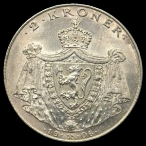 Norge 1906 2 krone Kva. 0-01