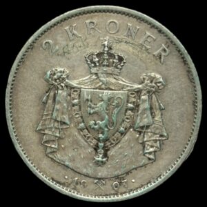 Norge 1907 2 krone Kva. 1+