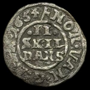 1654, 2 skilling , Fre.lll Kva. 1-1+ "Sjælden"