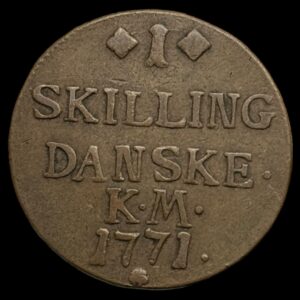 1771 1 skilling Chr.Vll Kva. 1+