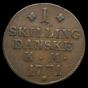 1771 1 skilling Chr.Vll Kva. 1+