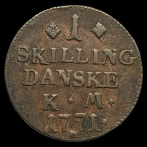 1771 1 skilling Chr.Vll Kva. 1+