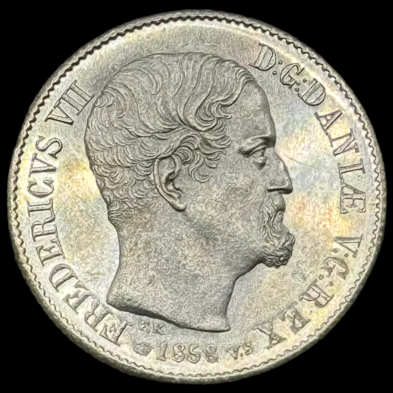 1858 16 skilling Fre.Vll Kva. M / Prooflike