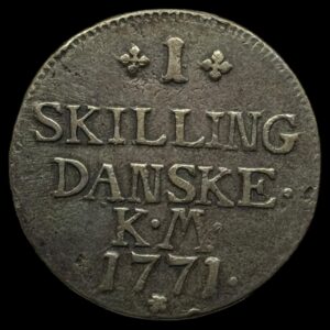 1771 1 skilling Chr.Vll Kva. 1+