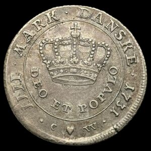 1731, 1 krone "lille krone" Chr.Vl Kva. 1+