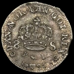 1695, 8 skilling, Chr.lV Kva. 0-01 "Pragt eksemplar" ex. Karsten Kold