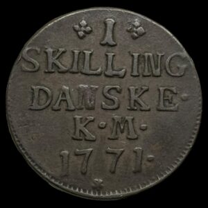 1771 1 skilling Chr.Vll Kva. 1+