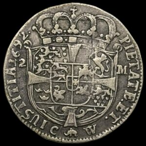 1692, 2 mark, Chr.V, Kva. 1+