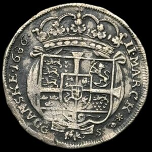 1686, 2 mark, Chr.V, Kva. 1+-01