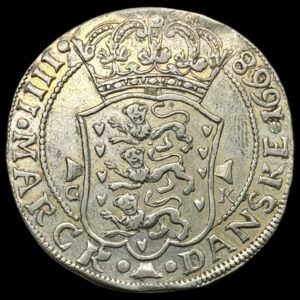 1668, 4 Mark / Krone "Mysteriekrone", Fre.lll Kva. 1+-01 "Sjælden"