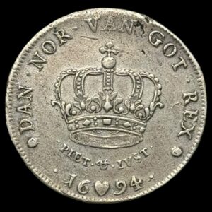 1694, 1 krone, Chr.V, Kva. 1-1+