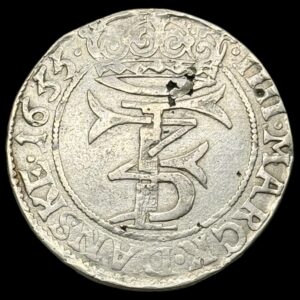 1655, 4 Mark / Krone "Mysteriekrone", Fre.lll Kva. 1-1+ "Sjælden"