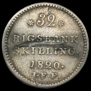 1820 32 rigsbankskilling Fre.Vl Kva. 1-1+
