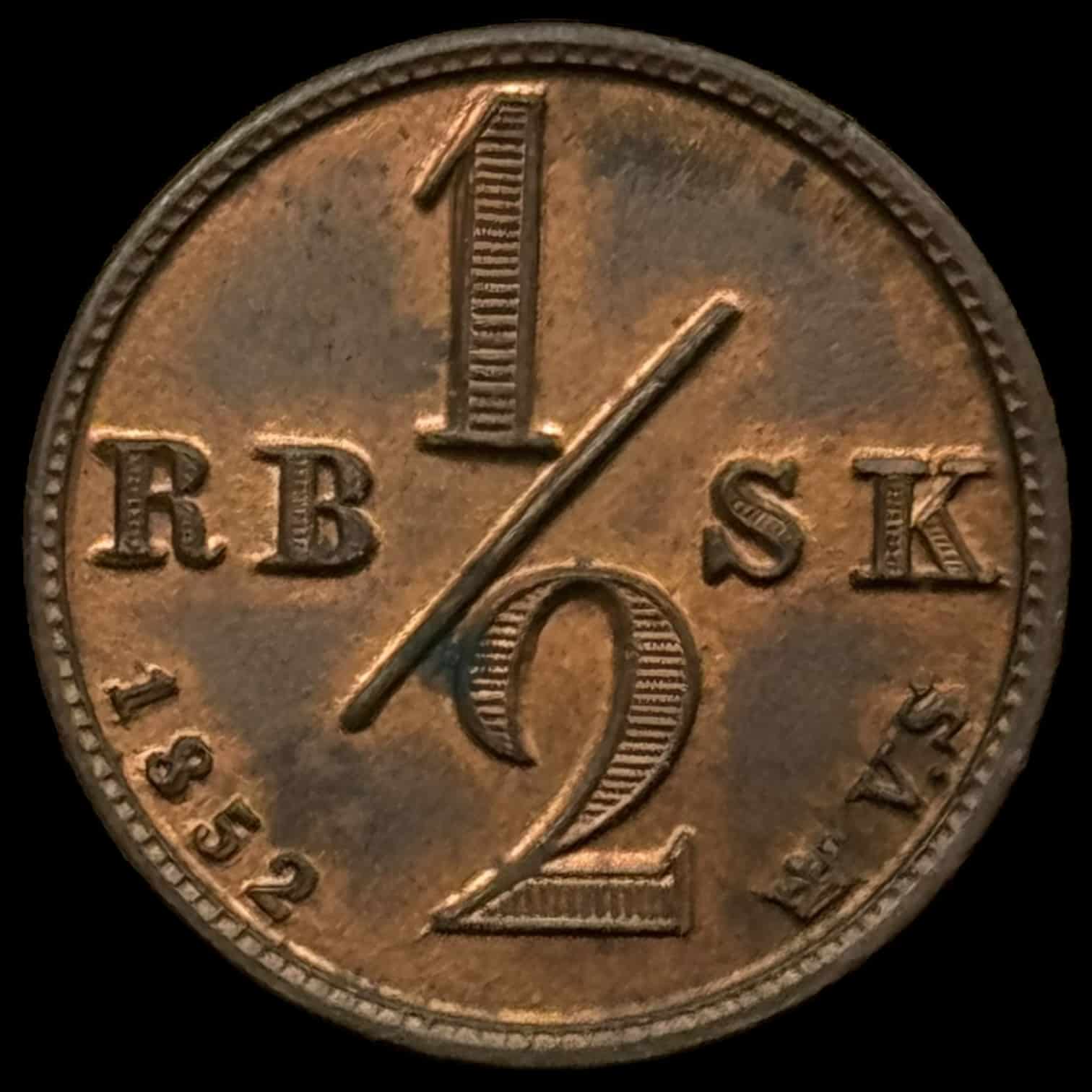1852 VS 1/2 Rigsbankskilling Fre.Vll Kva. 0 Ex.Zinck - Image 2