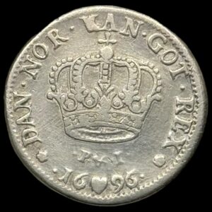 1696, klump krone , Chr.V, Kva. 1