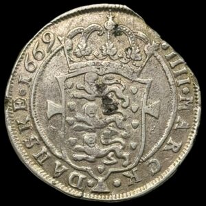 1669, 4 Mark / Krone, Fre.lll Kva. 1-1+ "Kantmangel"