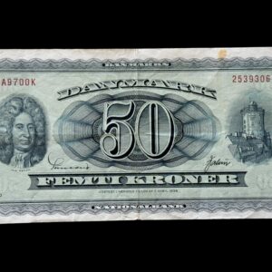 50 krone 1970 0K Sunesen/Valuer Kva.1+ "Meget Sjælden erstatningseddel"