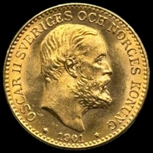 Sverige, 10 krone 1901 Oscar ll, Kva.0