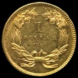 USA 1 dollar 1861 Large indien head Kva. 01
