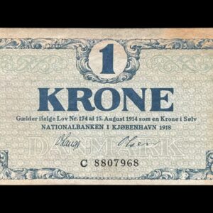 1 krone 1918, C, Kva. 0-01 "Meget misfarvet/Skjoldet"