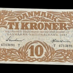 10 krone 1943 T, Svendsen/Holdthusen Kva. 0