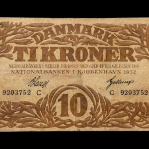 10 krone 1932 C V.Lange/Gellerup Kva. 1-1+